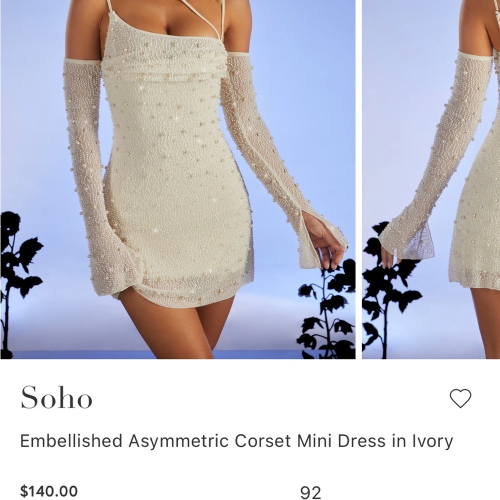 Embellished Oh Polly dress in ivory